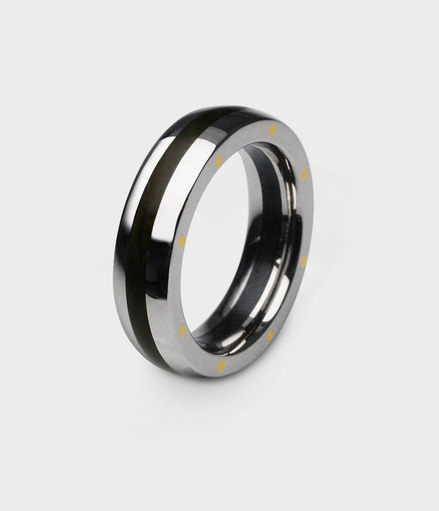 London Oak Geo Ellipse Slim Ring by Stephen Einhorn
